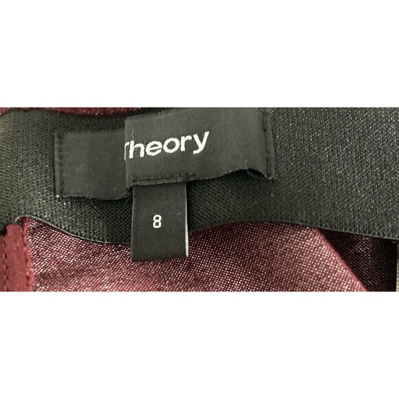 Theory Womens Pants in Burgundy Slim-Fit Cotton Velvet  Holliday Evening  Size 8 - Picture 5 of 7
